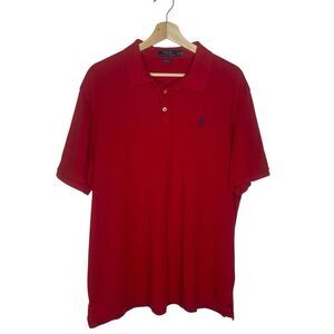 Polo Ralph Lauren Red Knit Custom Fit Short Sleeve Preppy Men's Polo Shirt XL